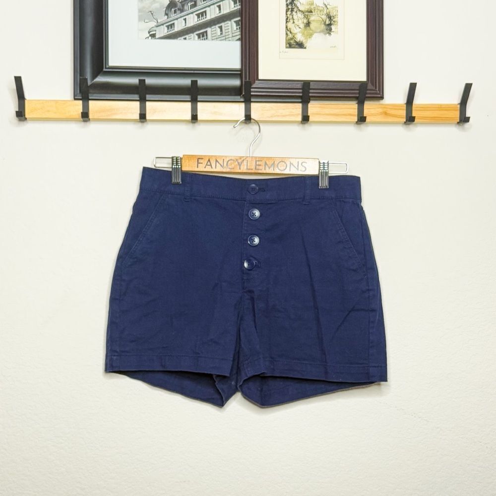 Old Navy Women's Navy Blue High-Rise Button-Front Shorts Size 8